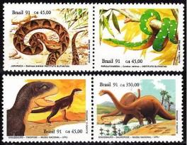 Brazil 1991 DINOSAURS set Perforated Mint (NH)