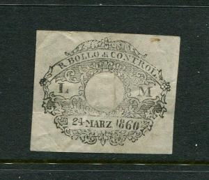 Italy Revenue Stamped Paper R Bollo A Control 1860