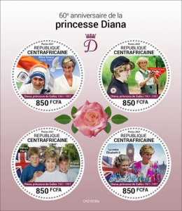 2021/07 - CENTRAL AFRICAN - PRINCESS DIANA     4V  complet set    MNH ** T