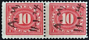 R234 10¢ Documentary Stamp Pair (1917) Used