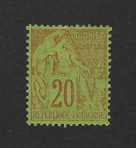 French Colonies Scott 52 Mint Hinged - Tiny Thin