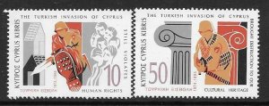 CYPRUS SG853/4 1994 TURKISH LANDING IN CYPRUS MNH