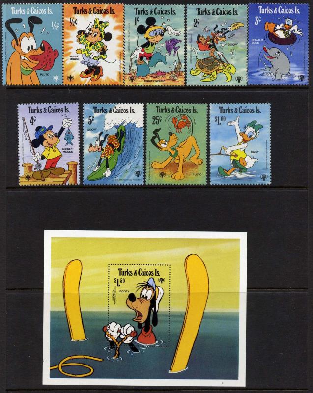 Turks & Caicos 399-408 MNH Disney, IYC, Goofy, Mickey 