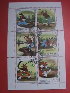 SHARJAH AIRMAIL STAMP: DISNEY CARTOON- GOFFERY DOG-CTO MNH SHEET -VERY RARE