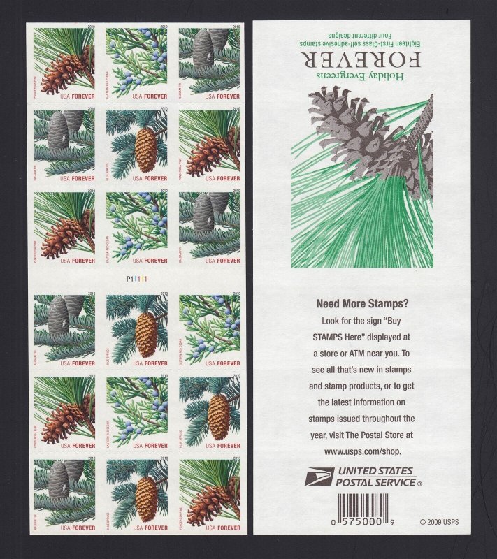 Scott #4485b (44c) Holiday Evergreens ATM Booklet of 18, Mint NH