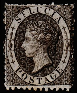 St. Lucia Scott 7 (1864) Used F, CV $14.00 M