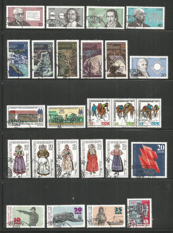 GERMANY – DDR – 1977 – FULL YEAR SET – 76 STAMPS + 8 SHEETS - USED