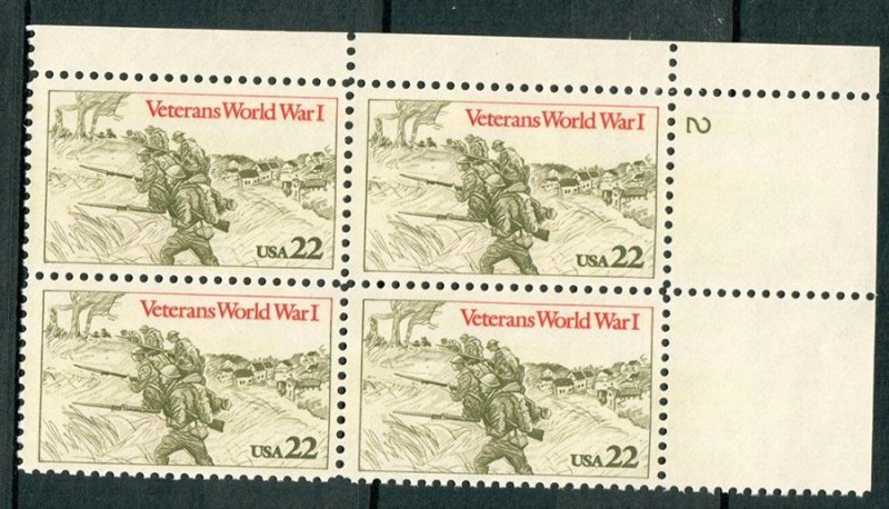 2154 Veterans of Word War I MNH Plate Block UR