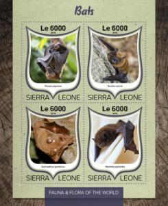 SIERRA LEONE - 2016 - Bats - Perf 4v Sheet - M N H