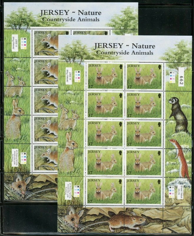 JERSEY SCOTT #1252/57 COUNTRYSIDE ANIMALS  SHEET SET  MINT NH 