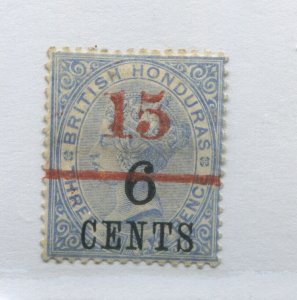 British Honduras QV 1891 overprinted 15 cents on 6 CENTS on 3d mint o.g. hinged