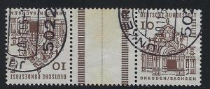 Germany Berlin Scott # 9N215b (2) + label, used, tete beche, Mi # KZ2