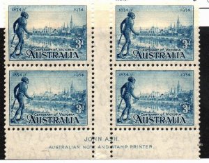 Australia 143 Mint hinged.   Gutter Block of four.