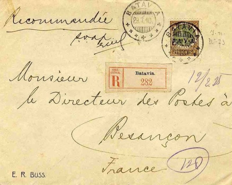 Netherlands Colonies, Netherlands Indies, 1920 registered cover from Batavia ...