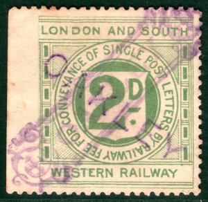 GB Hants L&SWR RAILWAY Letter Stamp 2d Fancy Framed *OAKLEY* Station RARE SBW29