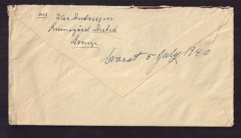 SWEDEN / NORWAY COVERS w LABELS 1940 Pa Post For Sverige MILITARY RELATED #294