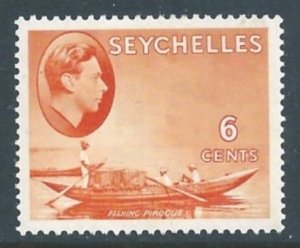 Seychelles #128 MH 6c George VI Defin. - Canoe - Orange