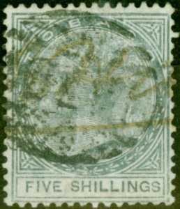 Tobago 1879 5s Slate SG5 Good Used with Additional Manuscript Cancel