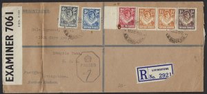 SOUTH AFRICA NORTHERN RHODESIA 1942 WARTIME REGISTERED CENSORED COVER LIVINGSTON