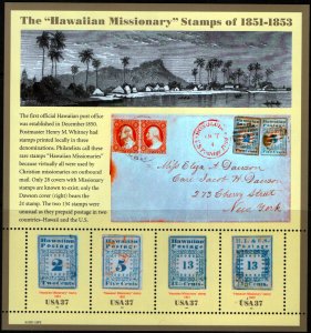 US 3694 MNH HAWAIIAN MISSIONARY STAMPS SHEET ISSUE 2002