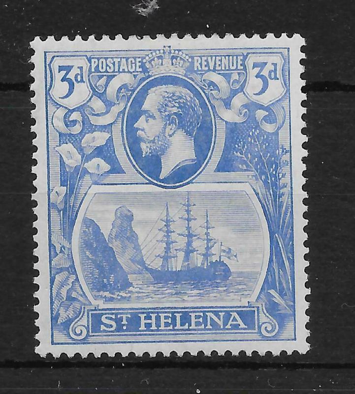 ST.HELENA SG101a 1923 3d BRIGHT BLUE BROKEN MAINMAST MTD MINT