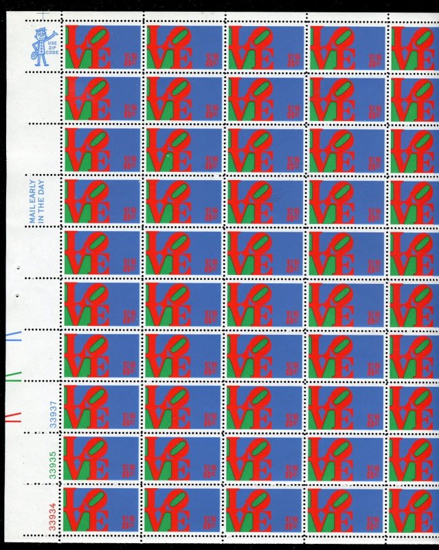 1475 Love Sheet of 50 8¢ Stamps MNH