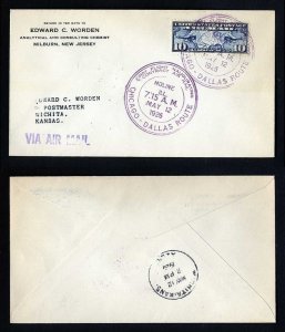 # C7 on CAM # 3 First Flight cover, Moline, IL to Wichita, KS - 5-12-1926