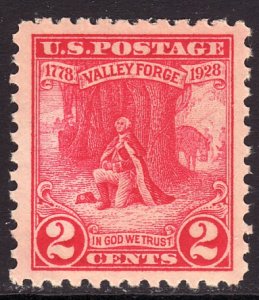 1928 U.S Valley Forge Washington at Pray 2¢ issue MNH Sc# 645 CV $1.80