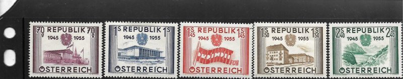 AUSTRIA, 599-603, MINT HINGED, 1955 ISSUE