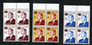 1988 - Morocco - Maroc- King Roi Hassan II -Block 4 stamps-Complete set 3v.MNH** 