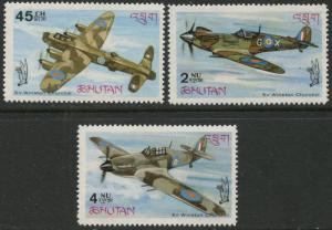 BHUTAN Sc#88-88c 1967 Battle of Britain WWII Cpl w/ Perf & Imperf S/S OG MNH