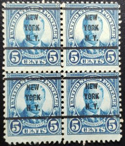 US #637 Block Used Pre-cancel NG