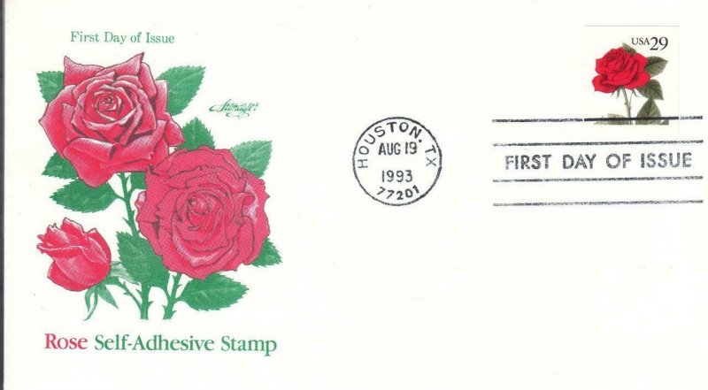 1993, Rose Self-Adhesive Stamp, Artmaster, FDC (D14426)