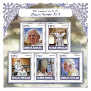 Guinea-Bissau - 2017 Pope Benedict - 5 Stamp Sheet - GB17608a