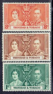 Trinidad & Tobago, Scott #47-49; King George VI Coronation, MH