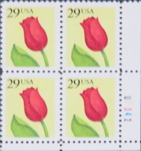 2524 29c Flower, Perf 11, PB (4)