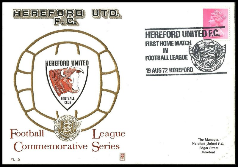 1972 Hereford United FC First Ever Match In The Football League First day Cover