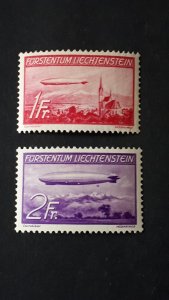 Liechtenstein 1936. - Zeppelin - Airmail * MH Mint unused full set Mi 149-150