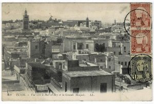 Tunisia 1910 Tunis RP cancel on postcard to JAPAN