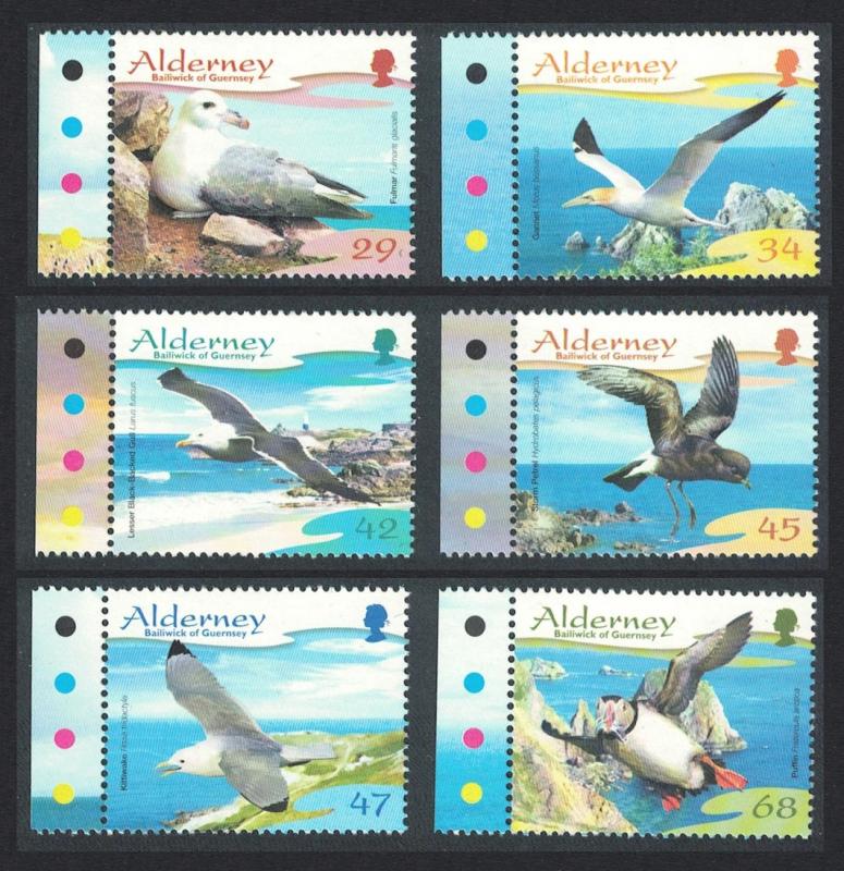 Alderney Seabirds Resident Birds 1st series 6v Traffic Lights SG#A282-87