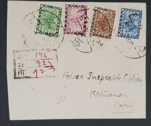 Kathmandu Nepal to Police Inspector Registered 4 Gorkha Stamps Postcard Cover