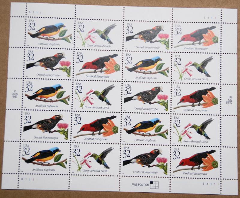 1998 sheet Tropical Birds Sc# 3222-5