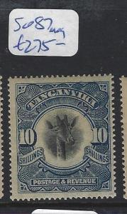 TANGANYIKA (PP1111B) GIRAFFE 10/- SIDE WMK SG 87  MOG