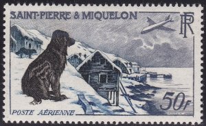 1955 ST. PIERRE ET MIQUELON - PA 24 50f. bistre-noir MNH/**