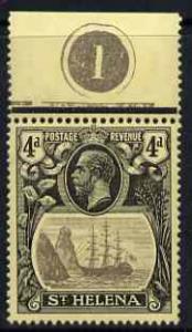 St Helena 1922-37 KG5 Badge MCA 4d marginal single with v...