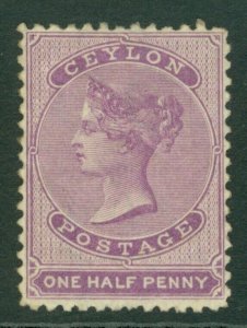 SG 48c Ceylon 1863-66 ½d Mauve. A fine fresh mounted mint example CAT £55
