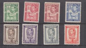 SOMALILAND PROTECTORATE, 1938 KGVI 1/2a., 1a., 2a., 3a., 4a., 6a., 8a. & 12a.