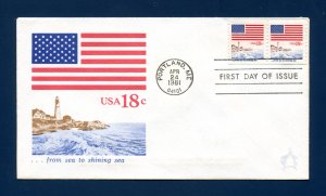 Sc. 1891 18c America the Beautiful / Lighthouse FDC - Andrews 