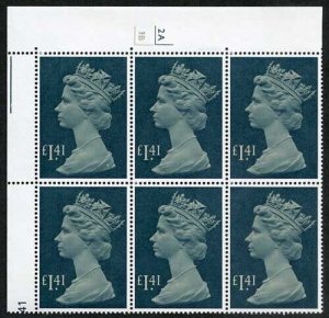 1977 SG1026b (UF2) One Pound 41p U/M Cylinder Block of SIX 2A 3B No Dot