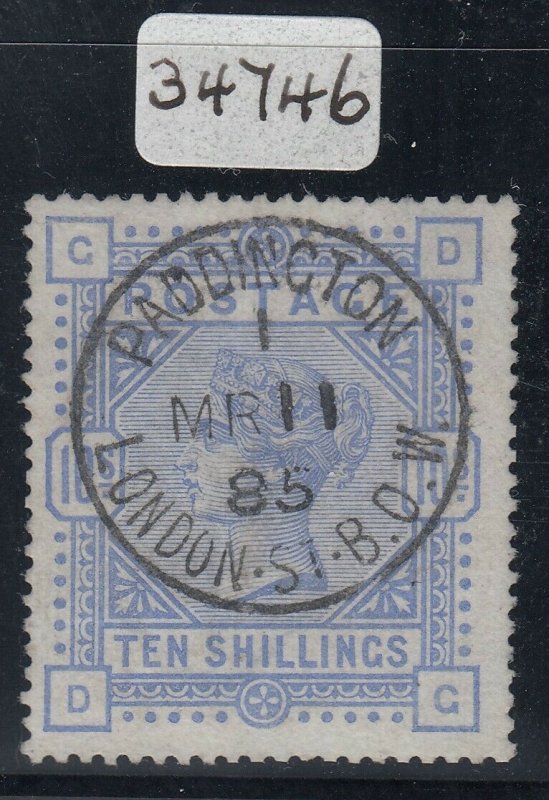SG 182 1884 10/- cobalt on white paper. Superb used with an upright Paddington..